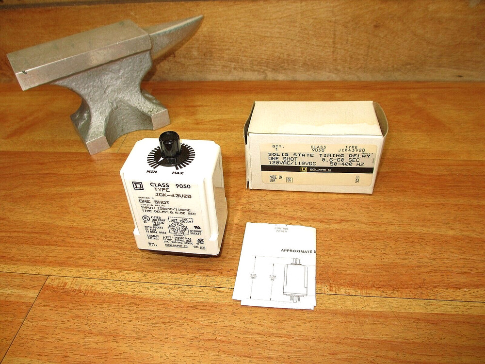 Square D 9050JCK43V20 Solid State Timing Relay, .6-60 sec, New Open Box