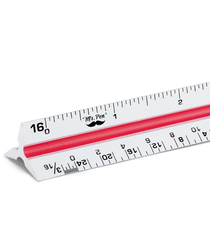 Professional 12 Inch Triangular Scale Ruler - Perfect for Blueprints & Drafting