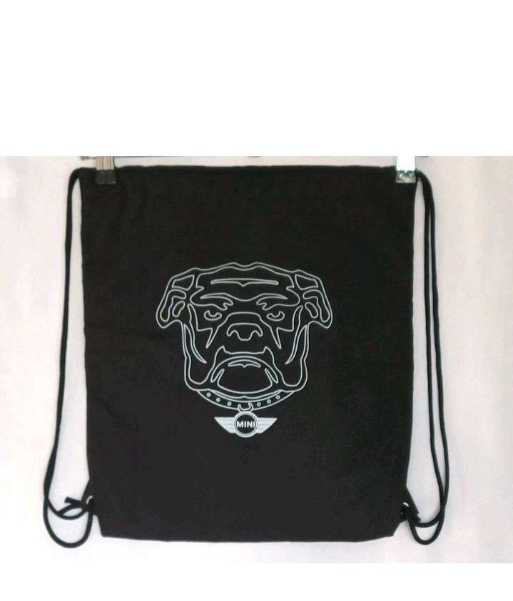 Mini Cooper Backpack Bulldog Spike Logo Drawstring Racing Car Accessory Black