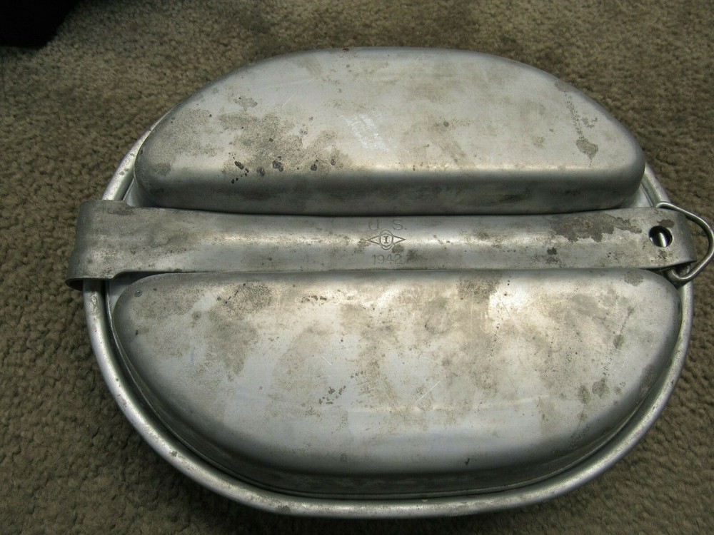 US WW2 M1942 Mess Kit Meat Can Early War Zinc Plated Steel Less Common Maker