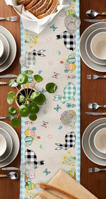 Easter Egg Table Runner 13X90 Bunny Gnomes SpringDecor Easter Table Cover Topper