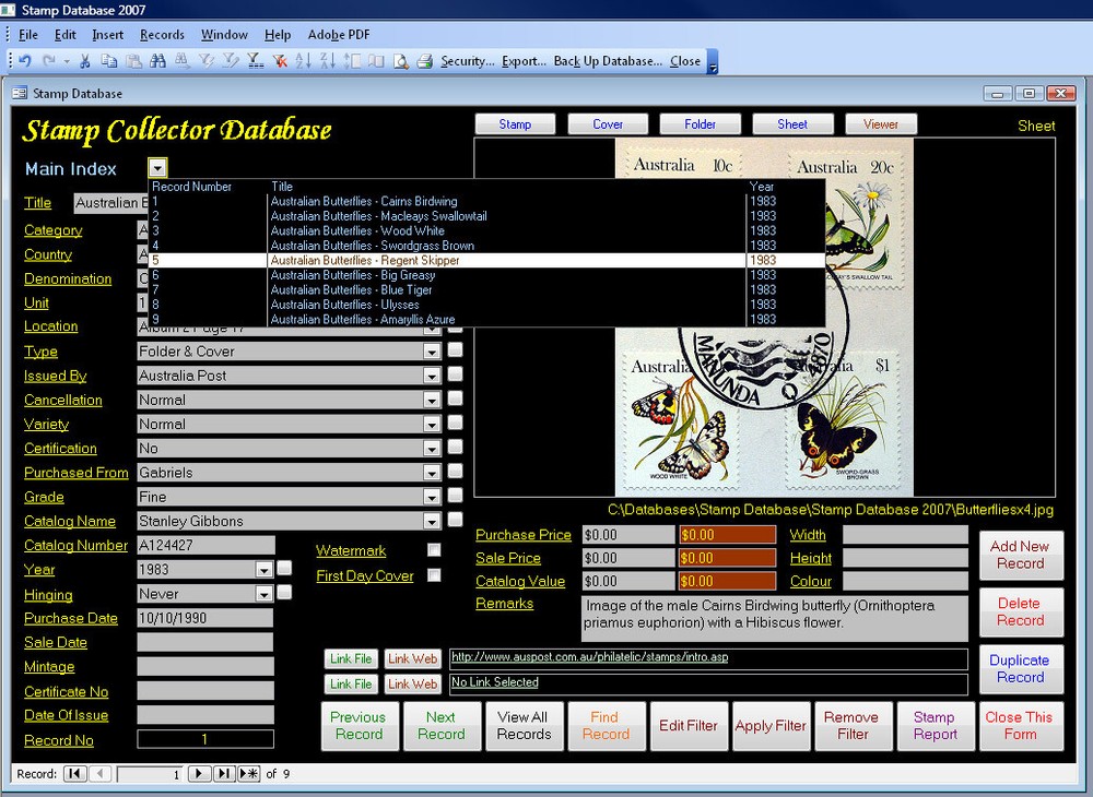 Stamp Collectors Image Database Software Pro Version suit Windows **HALF PRICE**