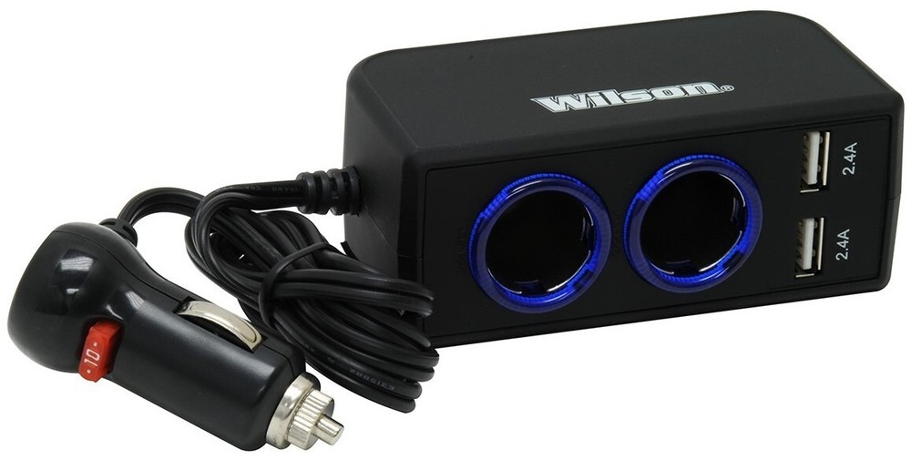 Wilson 3052224USBBL 12v Cigarette Lighter Plug Socket Splitter Adapter Dual USB