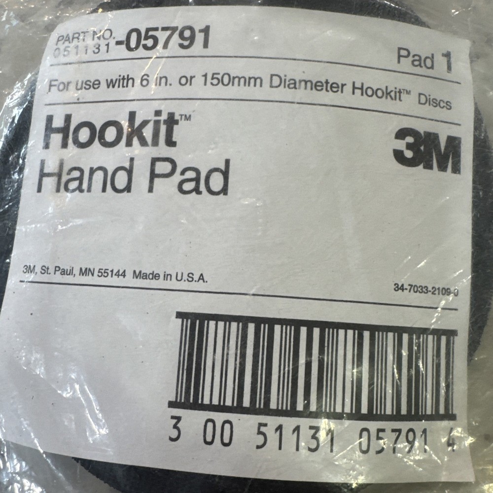 3M 05791 6" Hookit Disc Hand Pad With Hand Strap 5791 3M