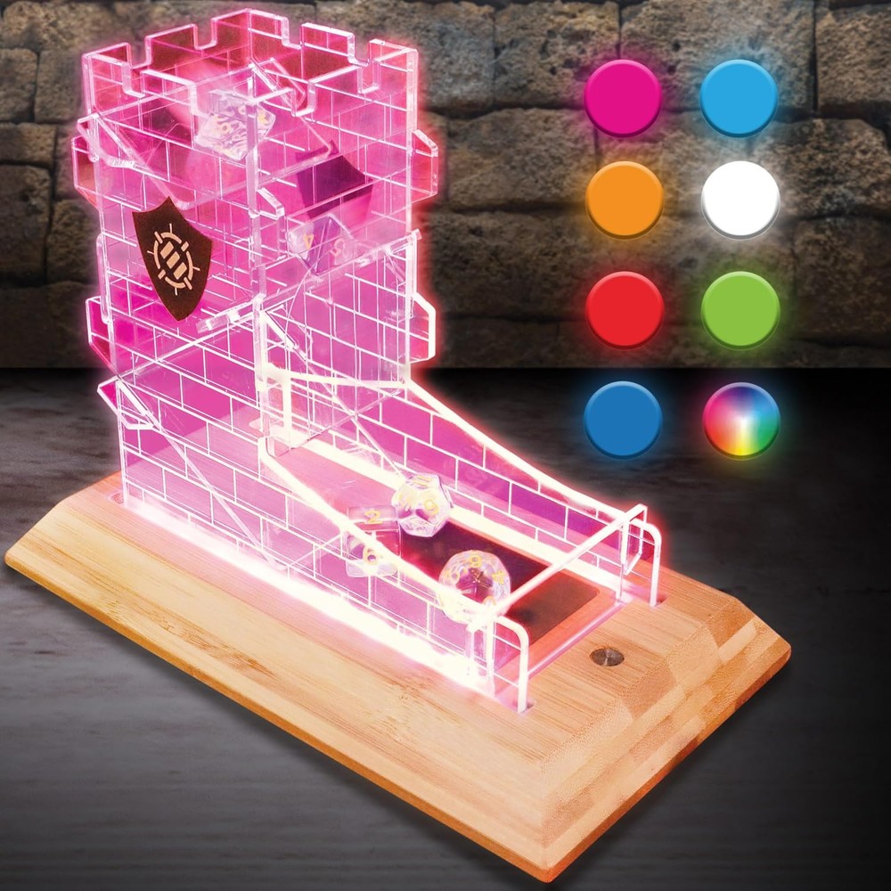 Tabletop LED Dice Tower with 7pc Dice Set