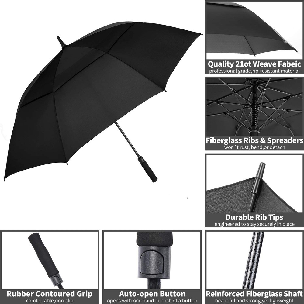 Extra Large Golf Umbrella, 54/62/68/72 Inch Automatic Open, Oversize Double Cano