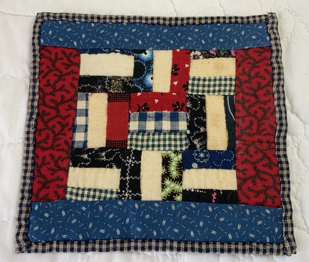 Antique Patchwork Quilt Table Topper, Rectangles, Early 1900’s, Early Calicos