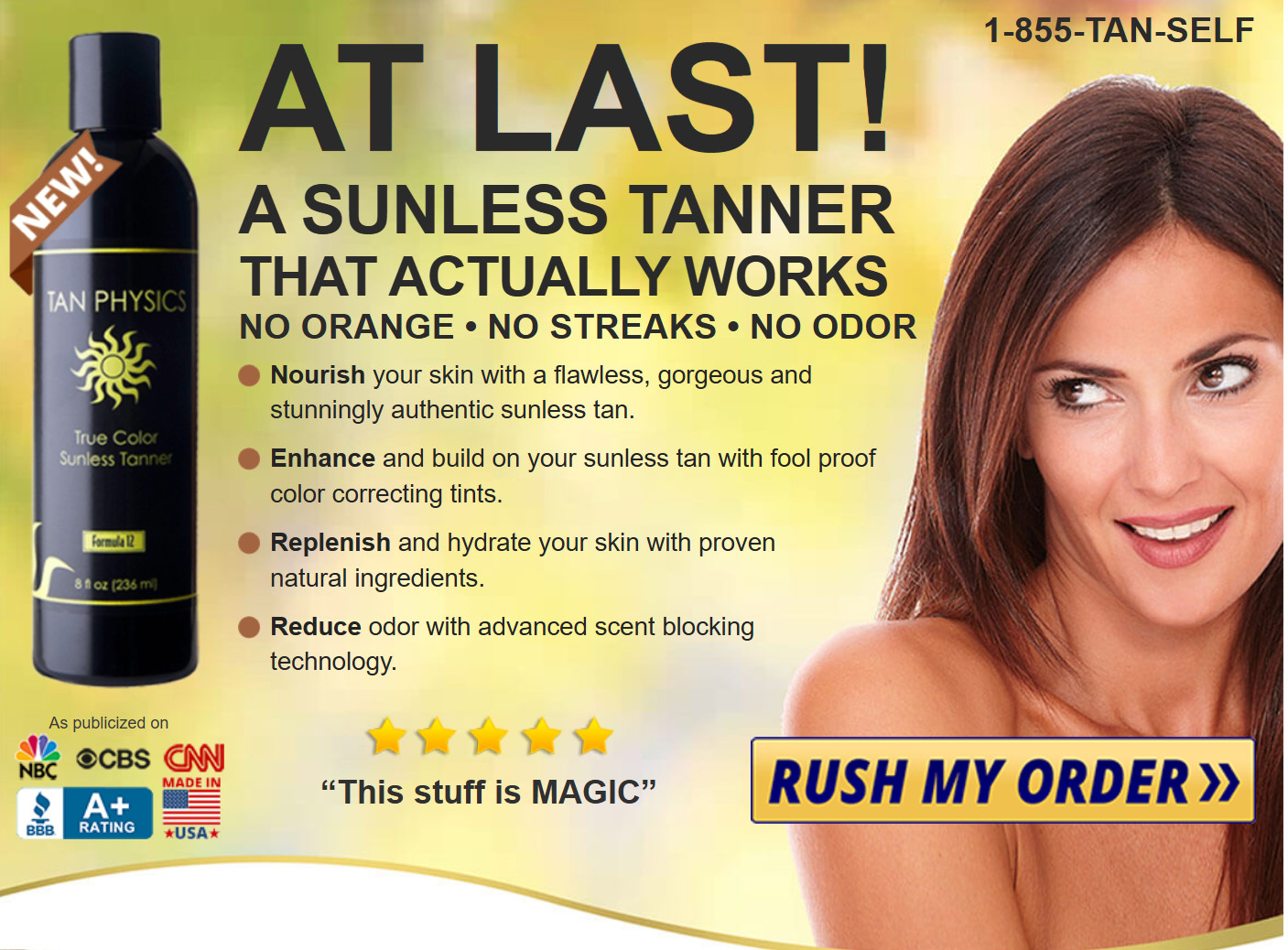 Tan Physics True Color #1 Rated Sunless Self Tanner Tanning Lotion, 2 pieces