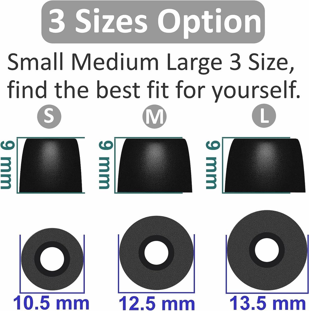 BLLQ Memory Foam Tip Compatible with Powerbeats Pro Small, Black