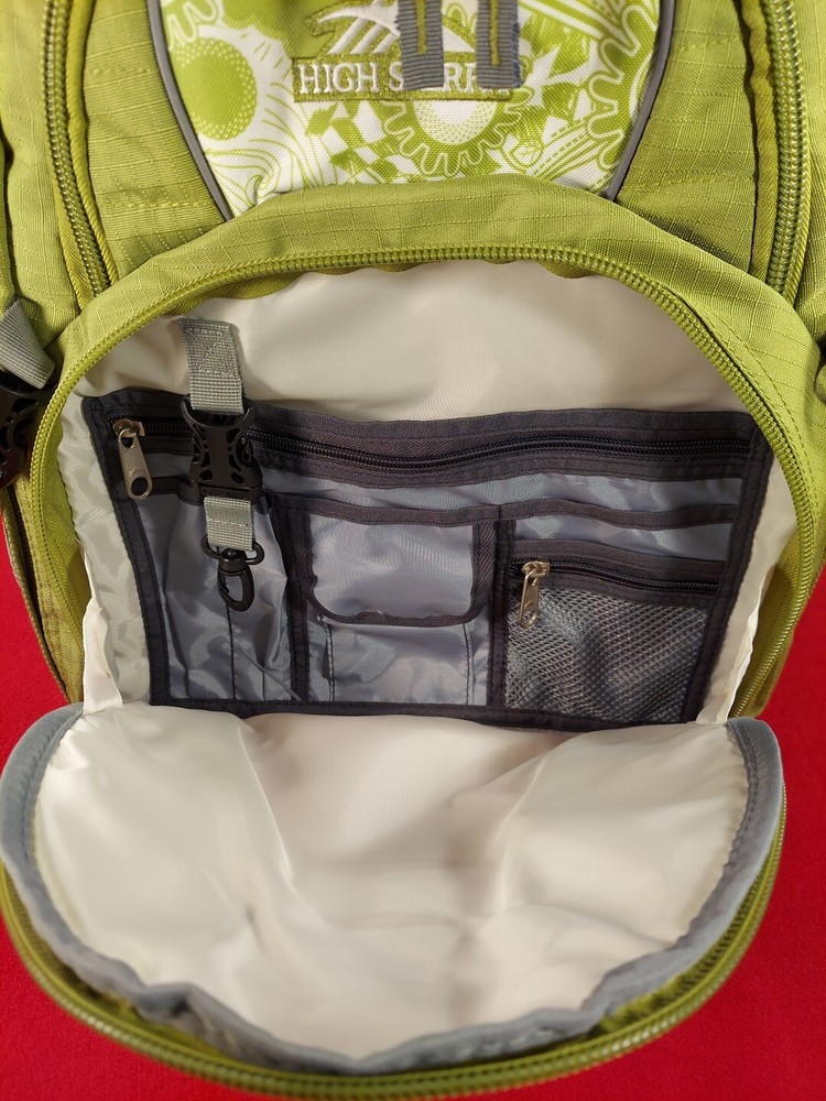 High Sierra Padded Backpack Green & White Paisley