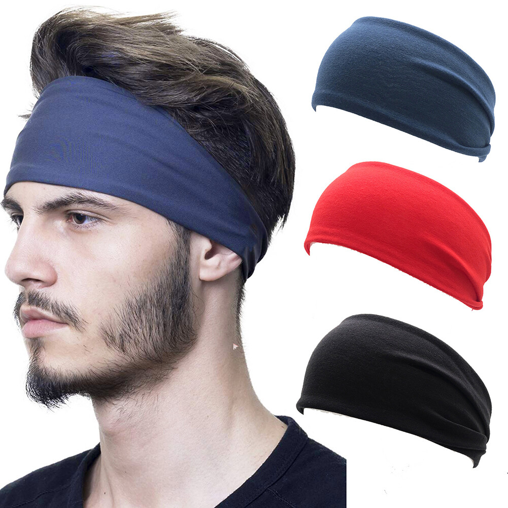 Men Women Sports Headband Head Sweatband Sweat Hair Band Gym Stretch Headwrap J;