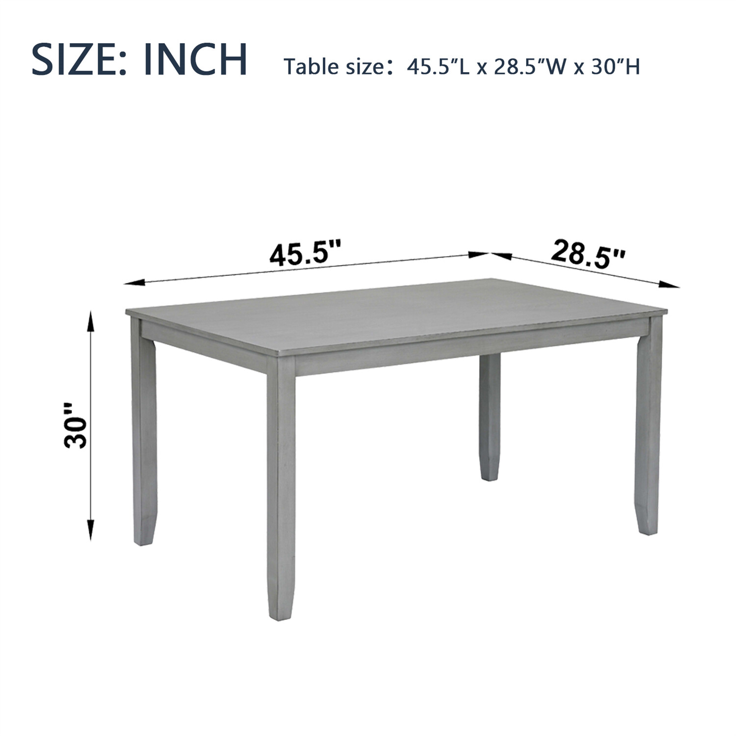 Dining Table Wood Table Rectangular Table Kitchen Table For 4 Person Gray US
