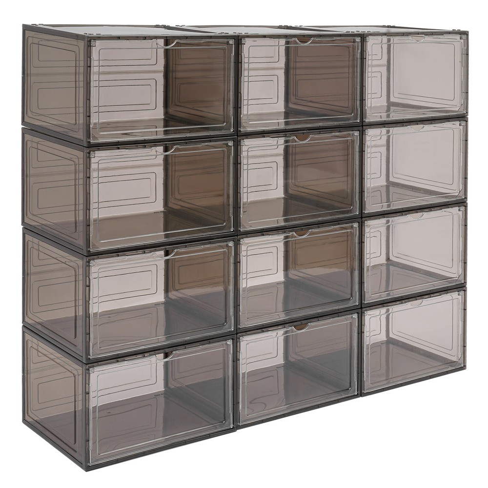 12PCS Stackable Sneaker Display Case Container Shoe Storage Box Organizer
