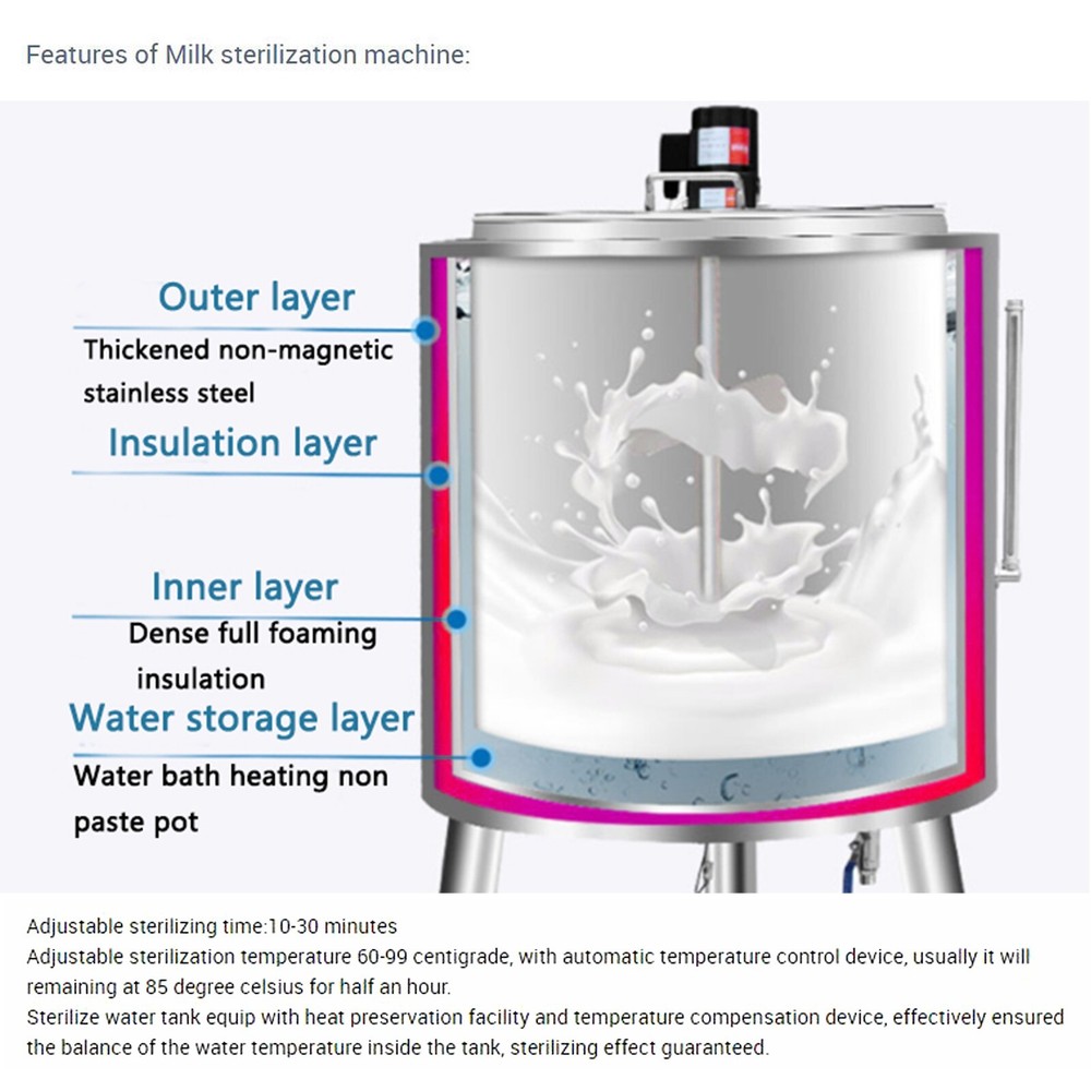 Kolice 200L Commercial Pasteurization Machine Pasteurizer for Milk Coffee Juice