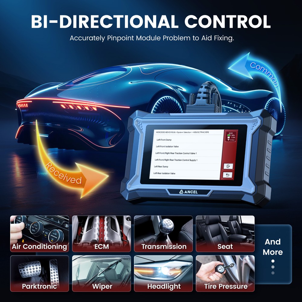 ANCEL DS160 OBD2 Scanner for Benz Maybach Full System Diagnostics Bidirectional