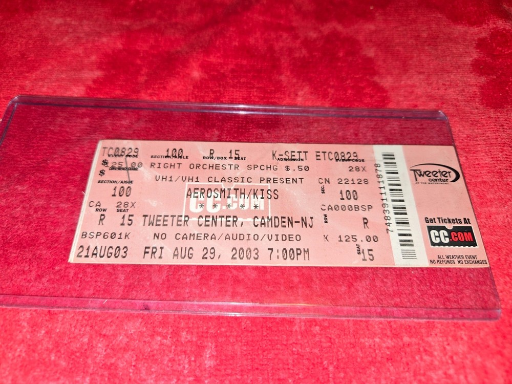VINTAGE FULL CONCERT TICKET FOR KISS & AEROSMITH AUG 29 2003 TWEETER CENTER NJ