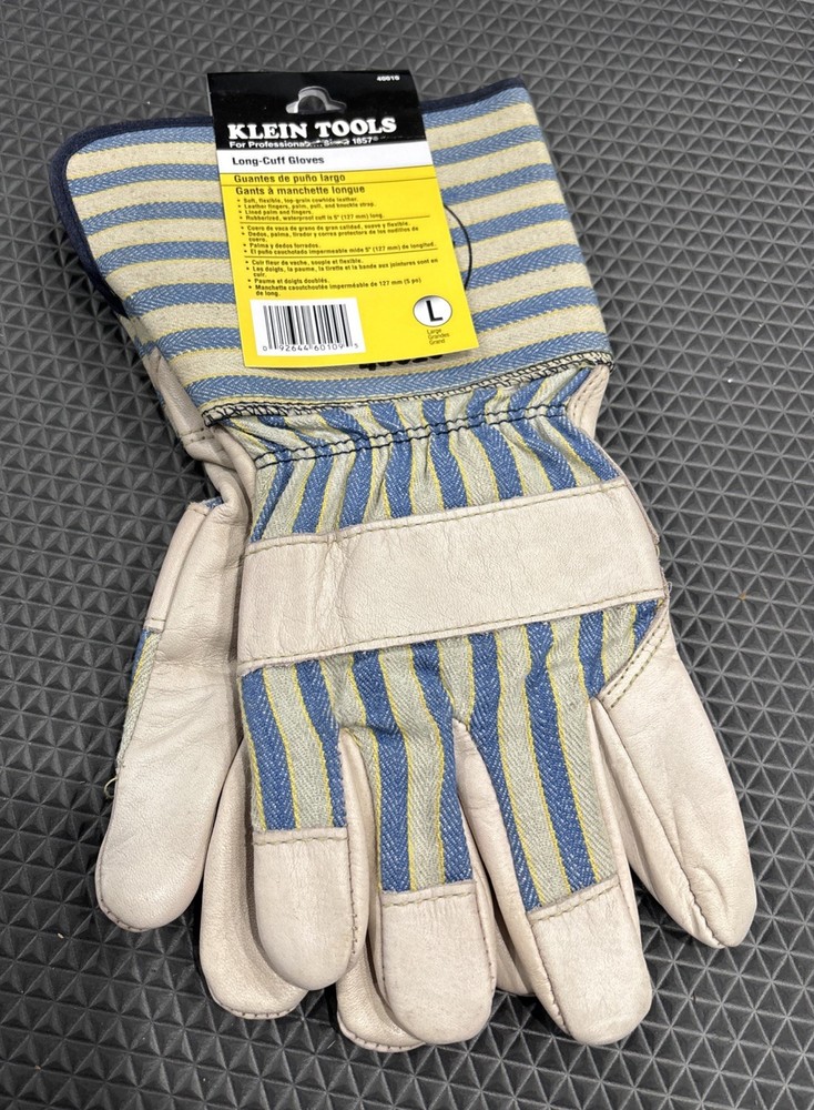 Klein Tools 40010 Long-Cuff Gloves, Large