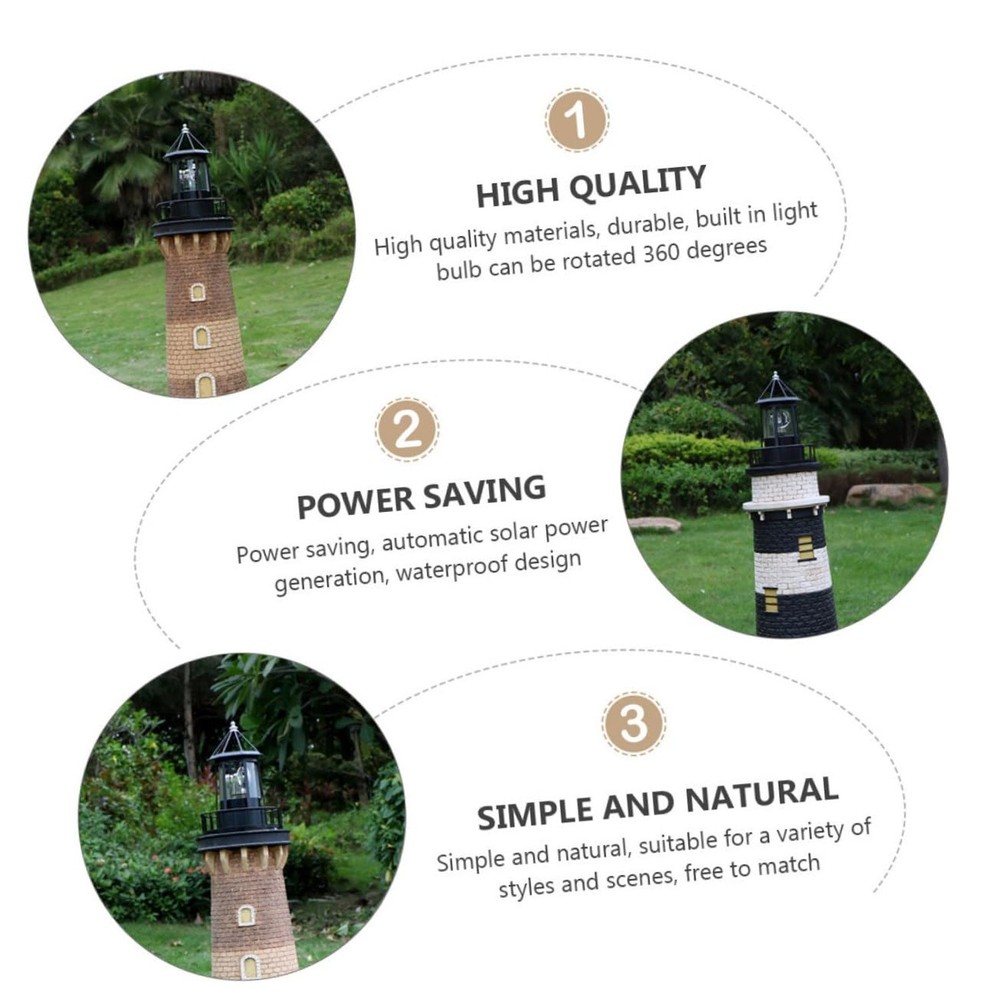 DOITOOL LED Solar Powered Rotating Lighthouse Outdoor Courtyard Solar Hanging...