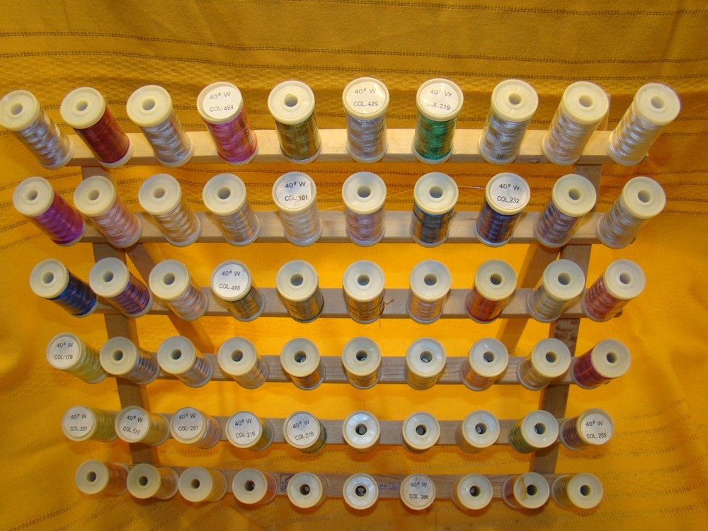 June Tailor Thread Holder Standing 60 Spool Rack PLUS 60 New Embroidery Spools