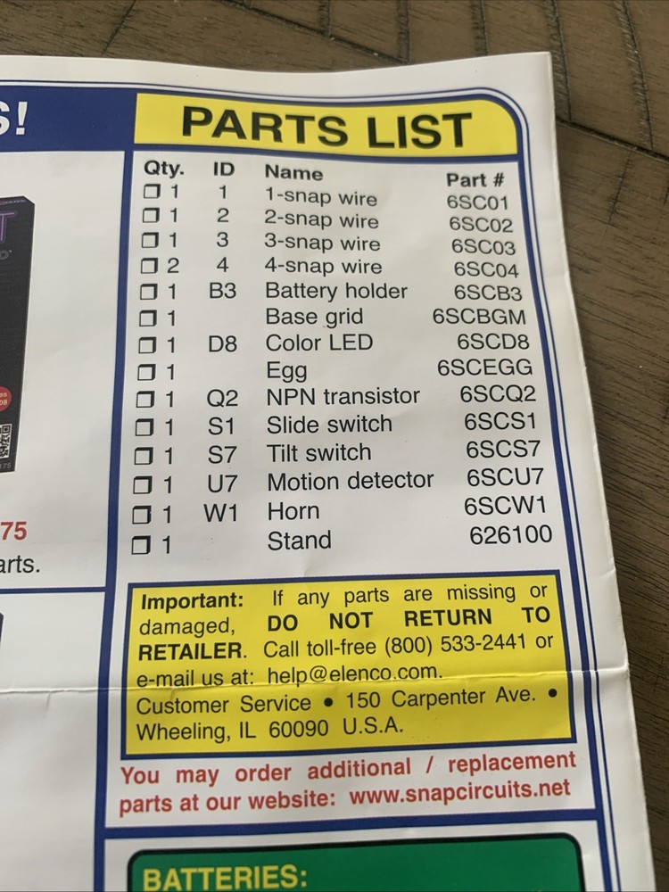 Electronic Snap Circuits Elenco Motion Detector Model SCP-13 Complete Set