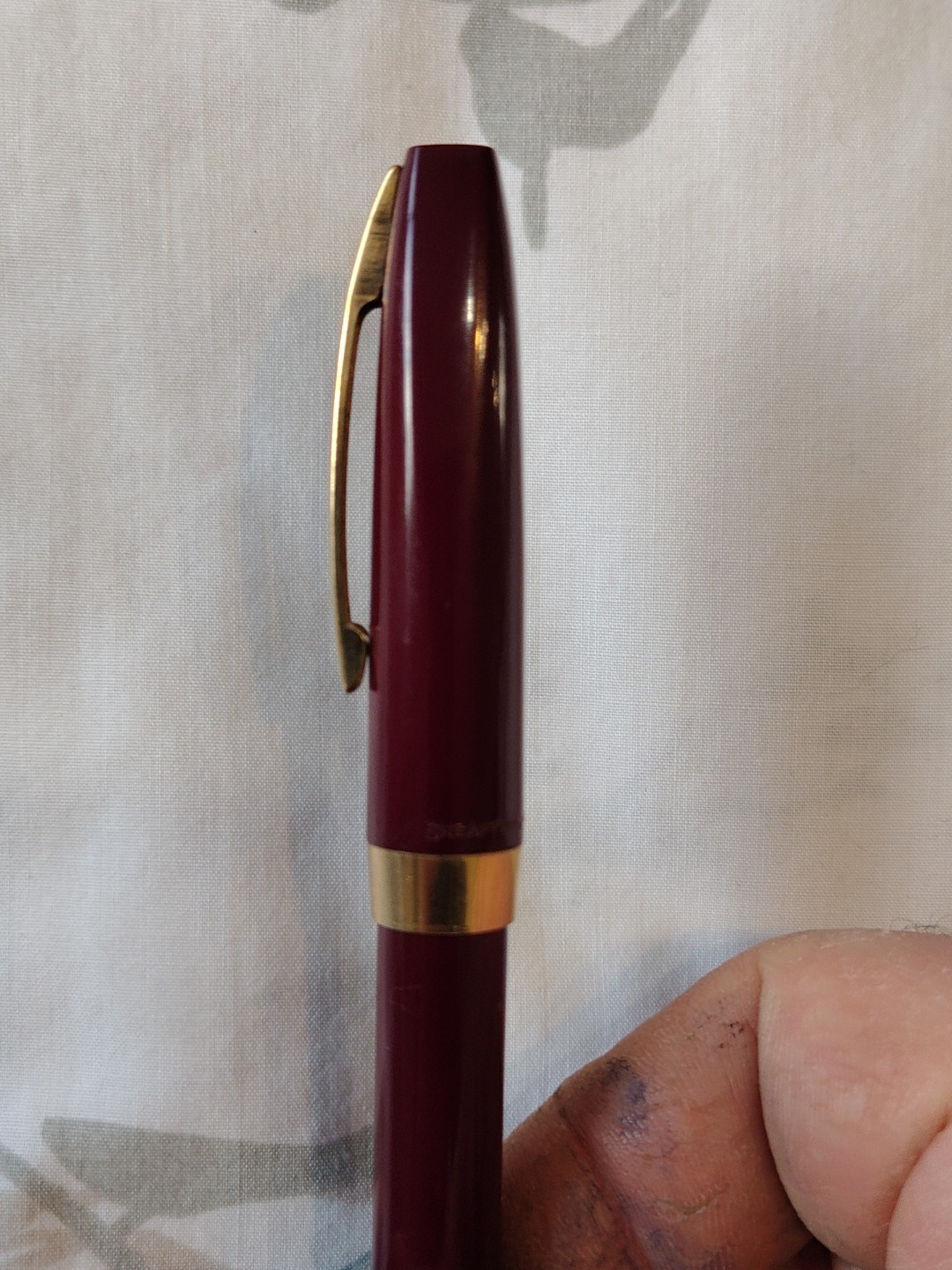 Sheaffer Touch down Bordeaux Plastic Gold Plated Fine Nib Fountain Pen USA