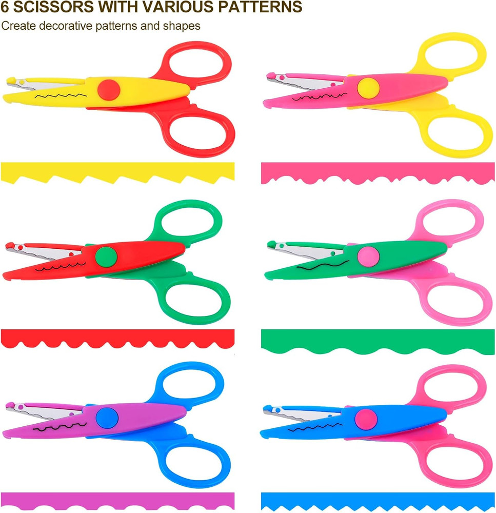 Craft Scissors Decorative Edge, Zig Zag, Kids Safety Design Pattern Scissors for