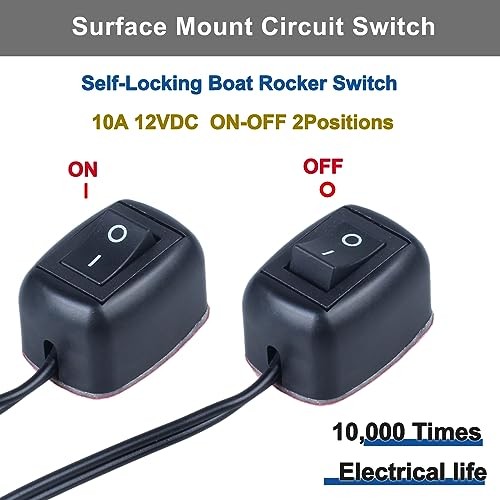 Paste Type Switch ON/Off Inline Rocker Toggle Switch 250V 12VDC 30cm (11.81")