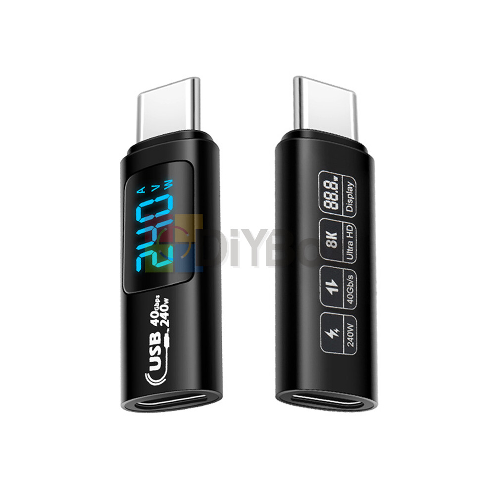 USB 4.0 Type-C Digital Voltage Current Power Tester PD240W Fast Charging Adapter