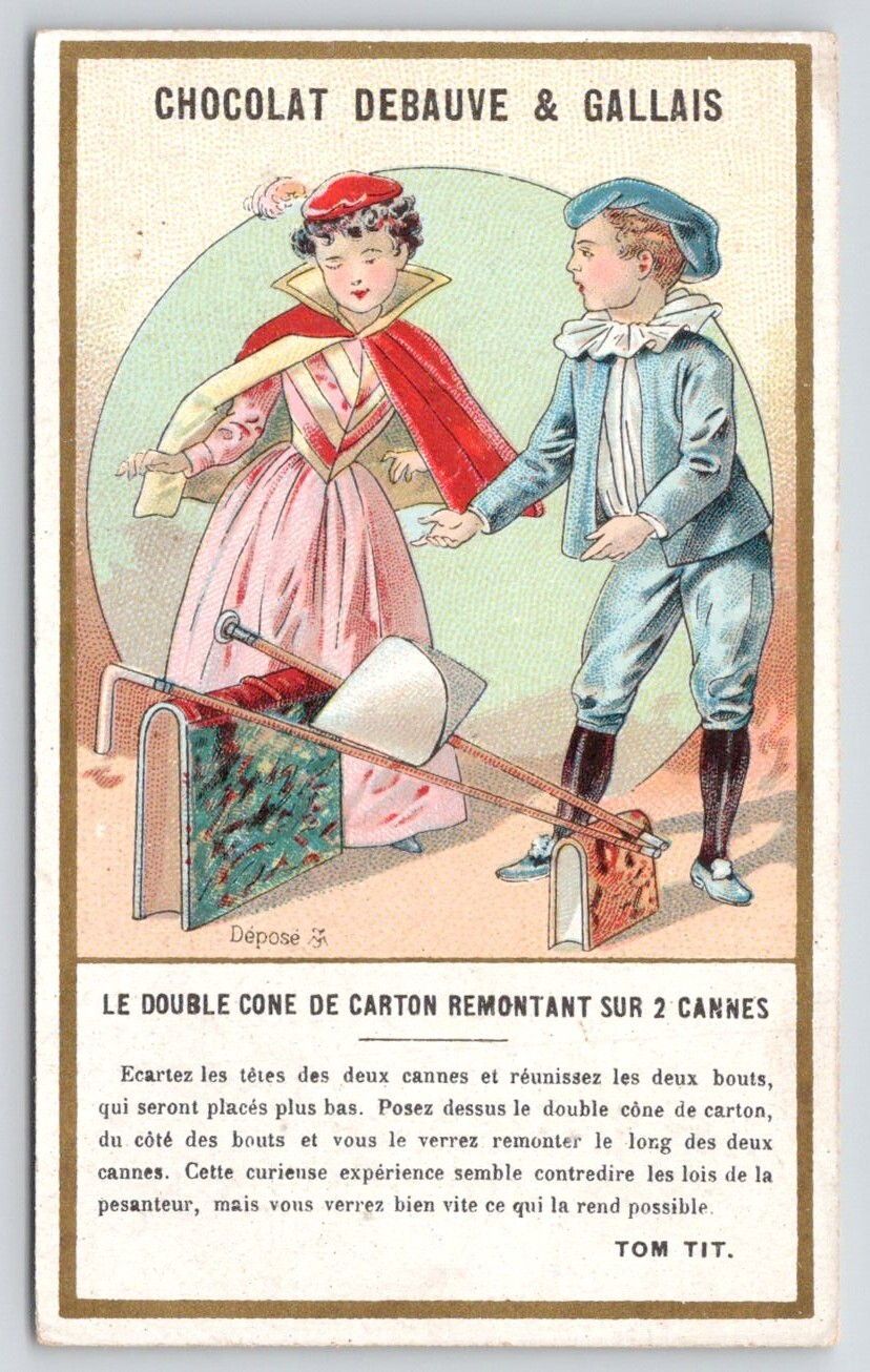 Debauve & Gallais Children Perform Cone Trick Victorian Trade Card