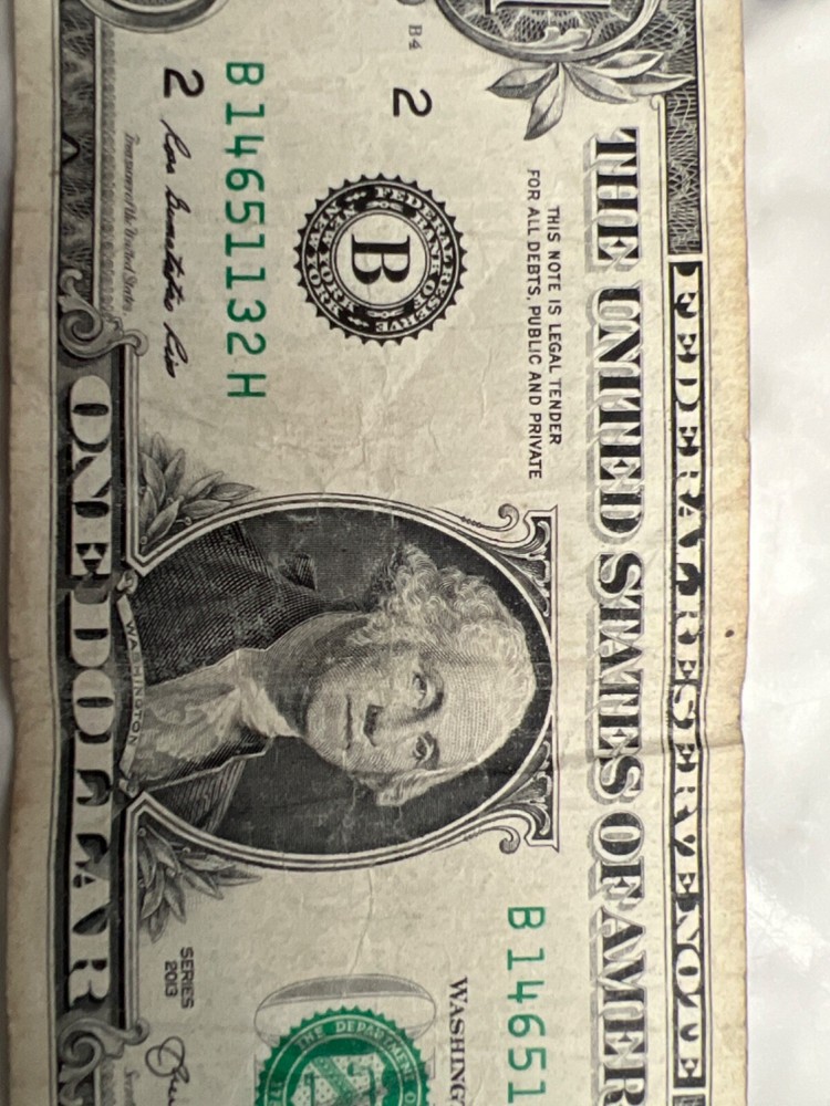 2013 series B 1 dollar bills