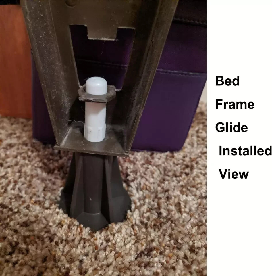 Steel Stem Bed Frame Feet Replace Wheels Prevent Sliding Plastic Inserts 4 Pack