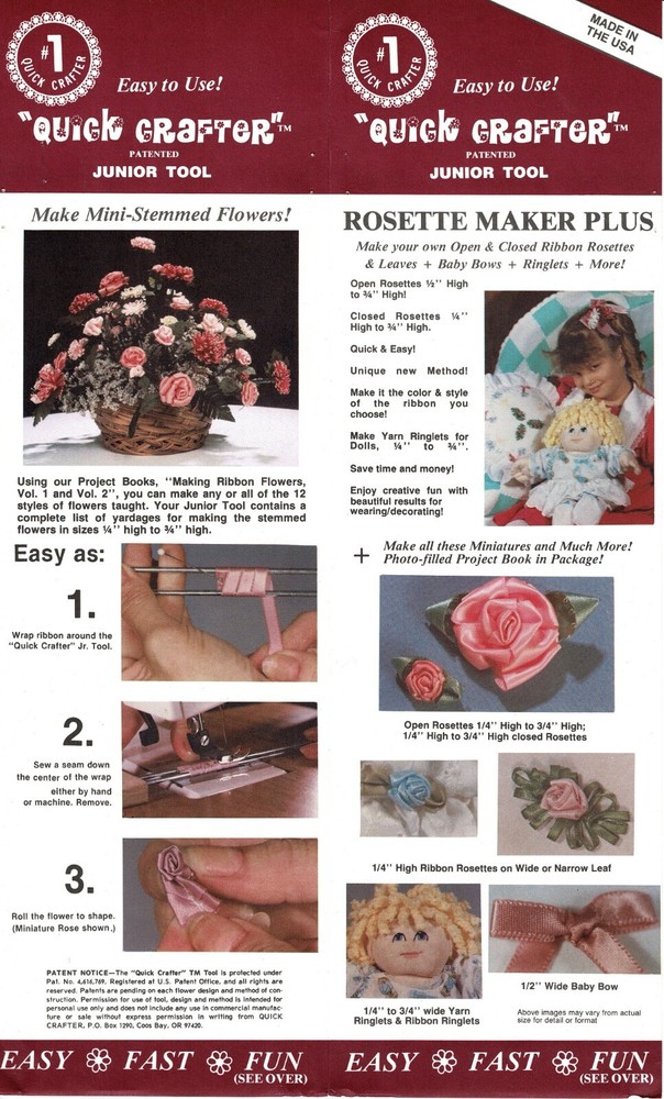 NOS (New Old Stock) "Quick Crafter" Rosette Maker Plus ~ Junior Tool