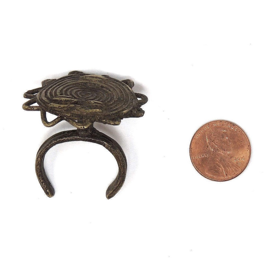 Brass Baule Adjustable Sun Ring Ghana Size 12