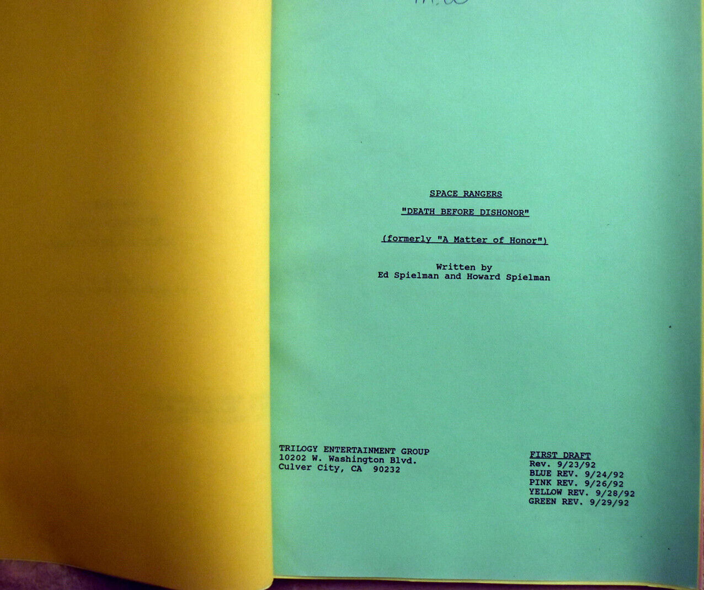 Original Space Rangers " Death Before Dishonor " First Draft Script