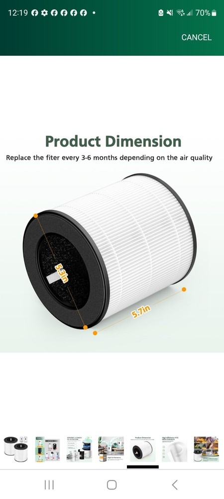 B-D02L Air Purifier Replacement Filter, Compatible with MOOKA and KOIOS...