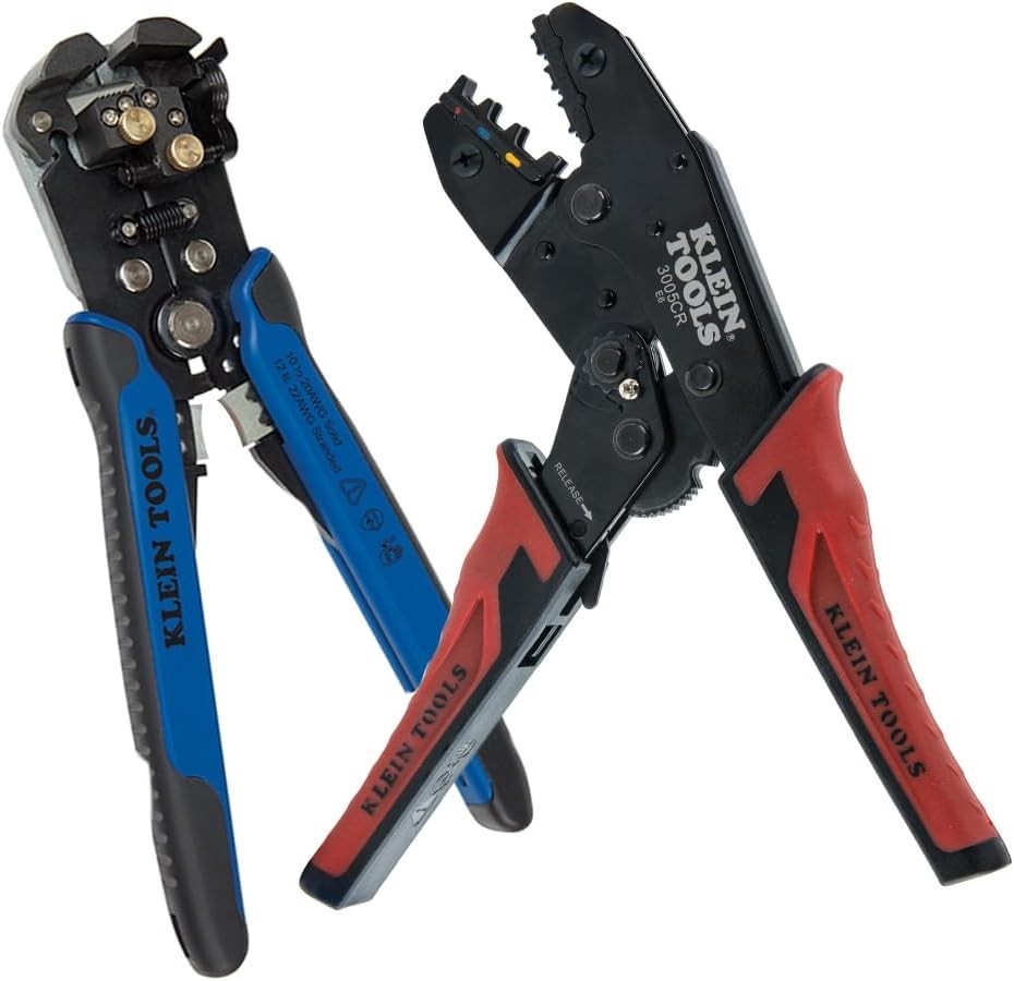 Versatile Electrical Tool Kit: Automatic Wire Stripper & Ratcheting Crimper Duo