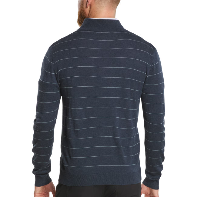NEW FOOTJOY drirelease WOOL HEATHER STRIPE PULLOVER SWEATER, NAVY/BLUE, LARGE