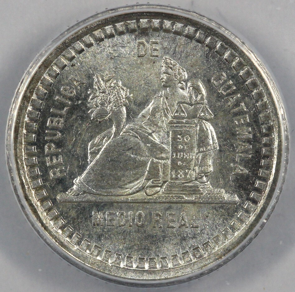 1880/70-E 1/2r Guatemala Half Real ANACS MS 62