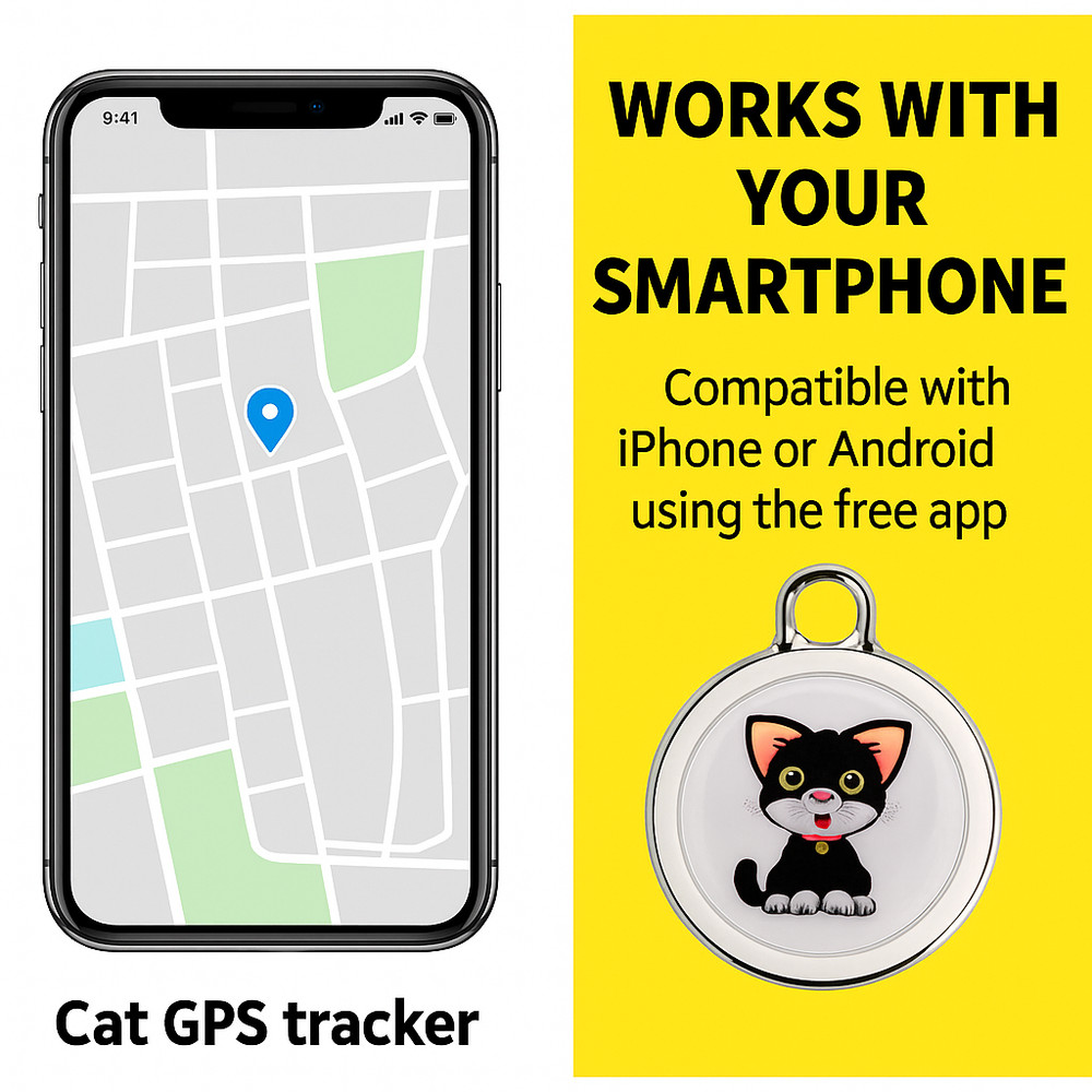 Cat GPS Bluetooth Tracker Collar Tag Anti-Lost Locator for iPhone Android