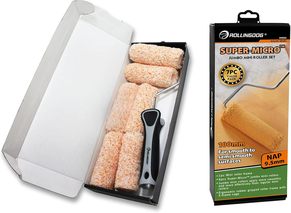 ROLLINGDOG Mini Roller - 4 Inch Jumbo Microfiber Small Paint Roller Covers 3/8”