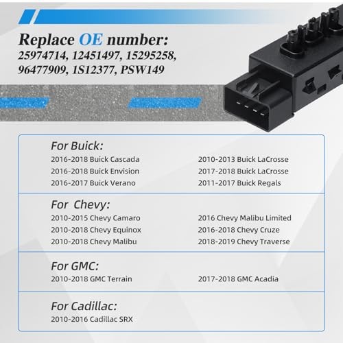 Power Seat Switch Front Driver Adjustment Switch - Compatible with 2010 Models