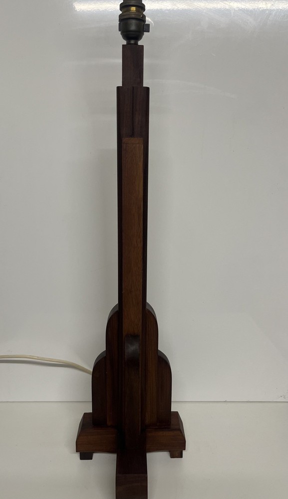 Art deco teak table lamp skyscraper rewired restored