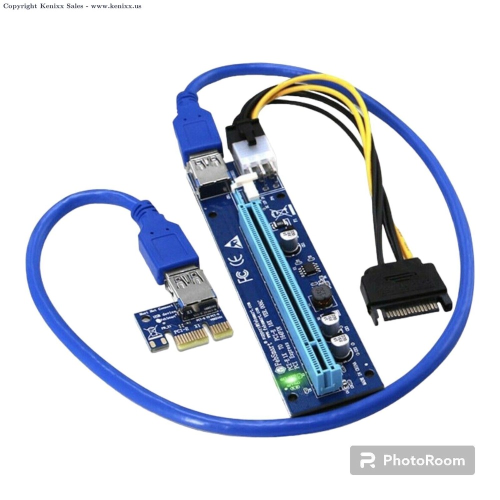 3x PCI-E Riser VER006C GPU Riser FebSmart Blue PCIE X1 to PCIE X16 Riser