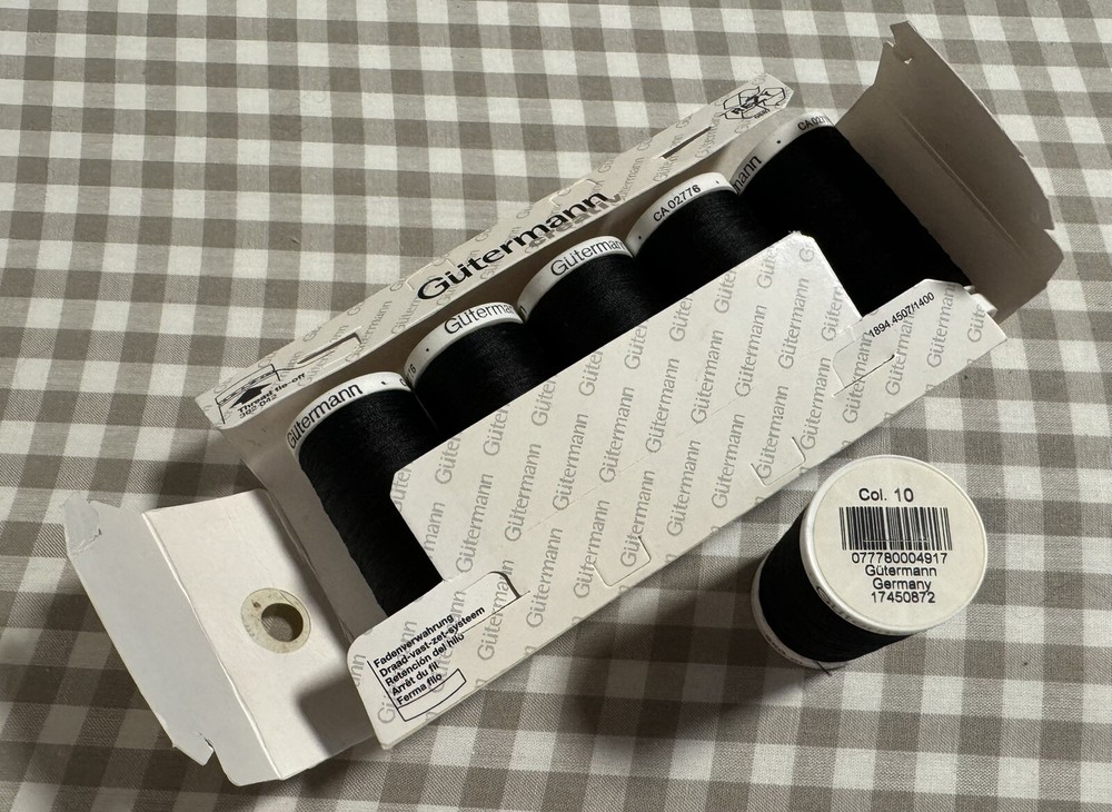 Gutermann Thread - Polyester - Black 010 - Multiple Sizes - 250yd, 500yd, 1000yd