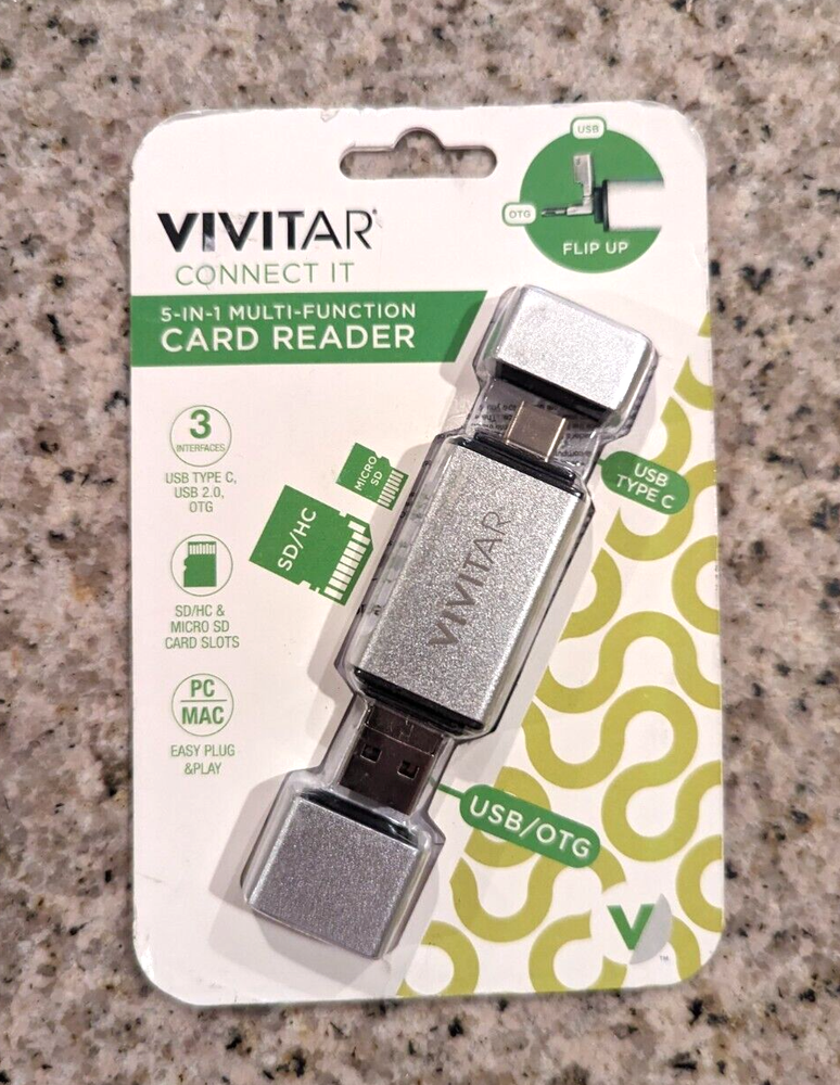Vivitar 5-1 Multi Function SD Card Reader 3 Interfaces, PC MAC, Plug n Play,