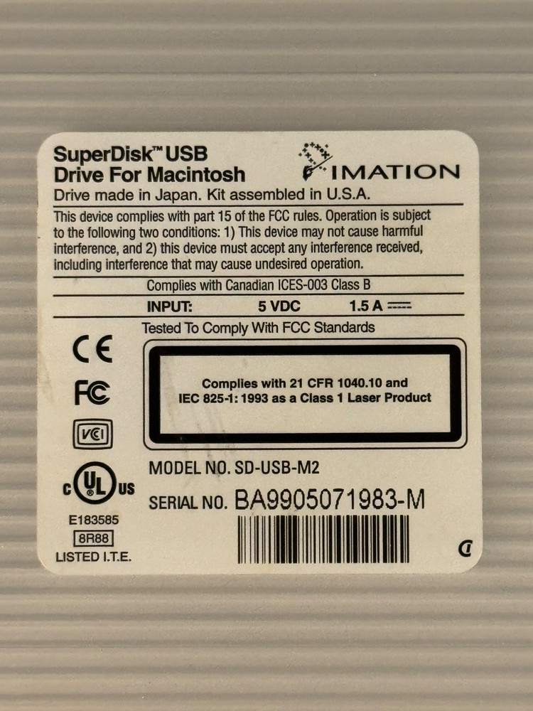 Imation SuperDisk USB Drive, SD-USB-M2, Includes Power Supply and USB Cables (A)