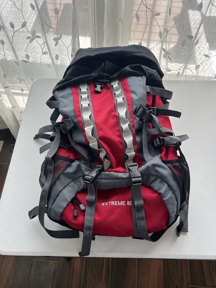 Outlander Extreme 80 Hiking Backpack Red Gray Reflective