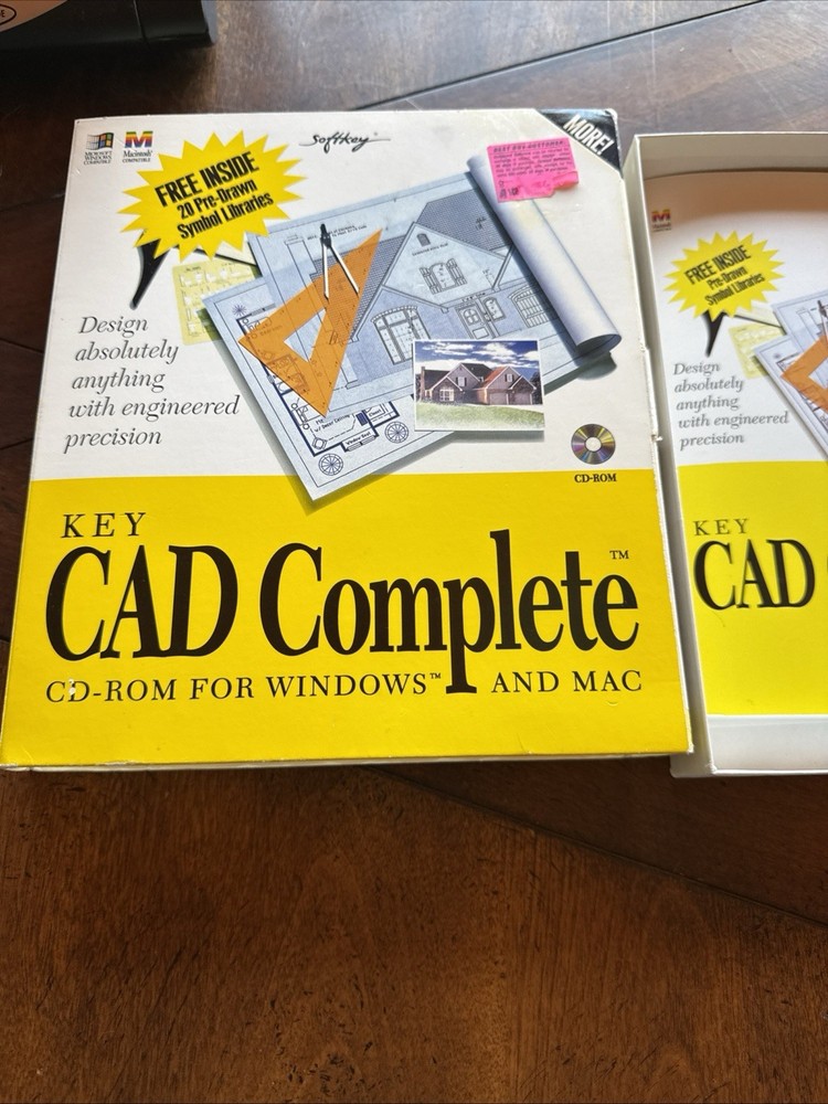Key CAD Complete CD-Rom Software by SoftKey for Windows 95/3.1 & MAC 1994