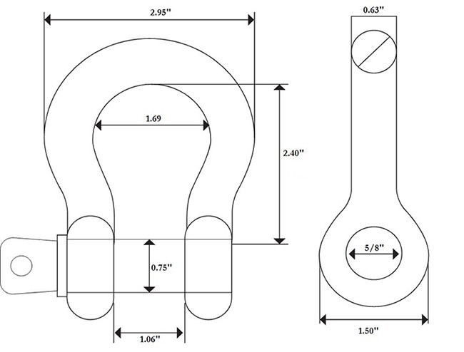 4 Pack 5/8" Red Bow Shackle D-Ring w 3/4" Clevis Screw Pin WLL 7000lbs 3.25 TON