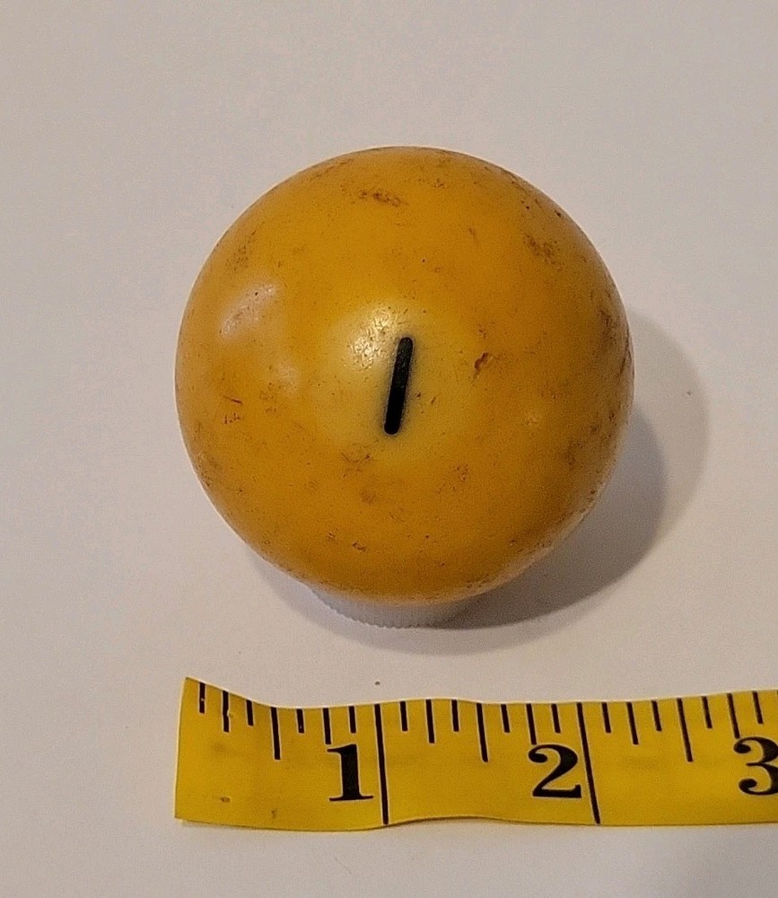 Vintage No. 1 Solid Yellow Pool Ball Billiard 2" Replacement (J)